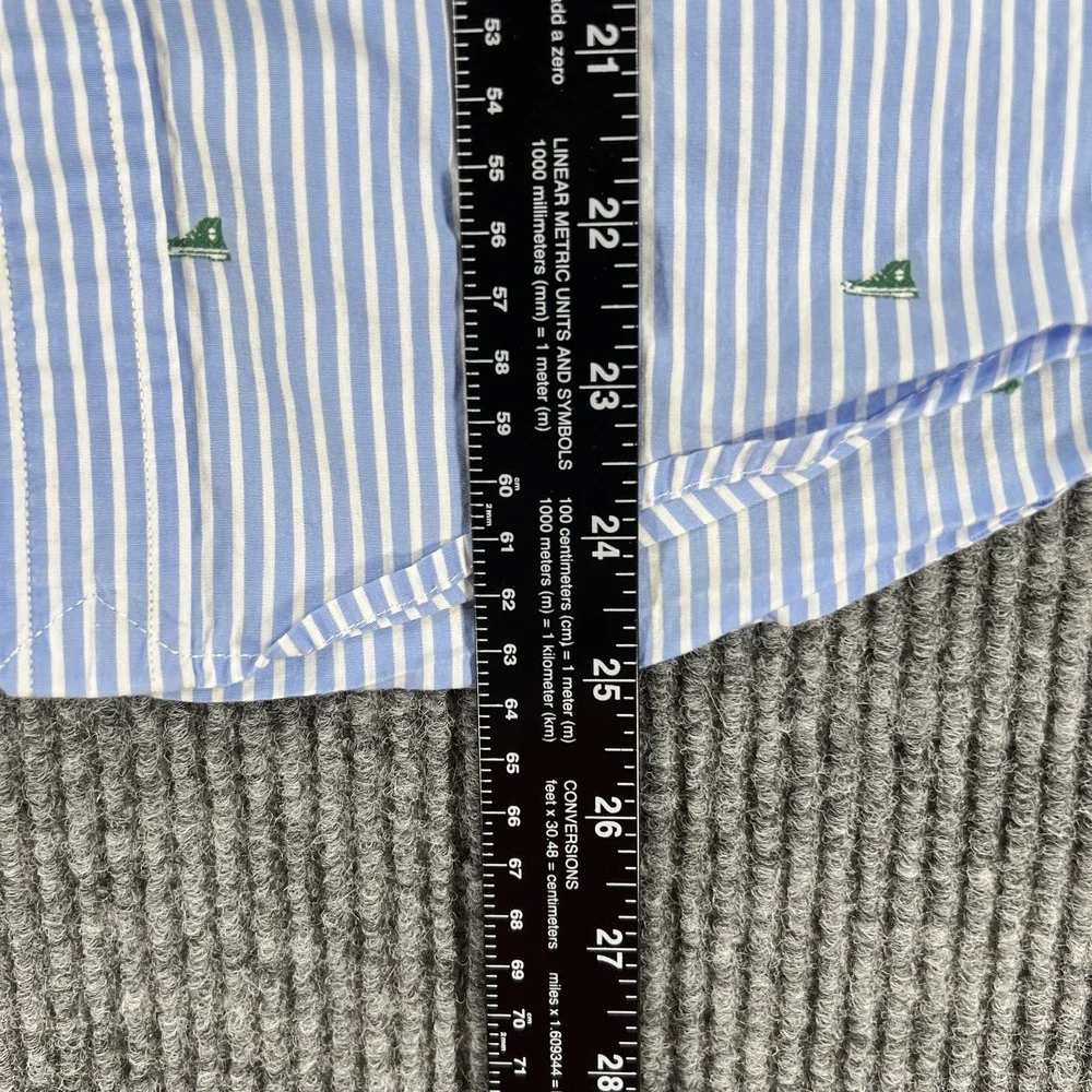 Ralph Lauren Shirt Boys Large 14-16 Blue White Striped Button Down Flag Preppy